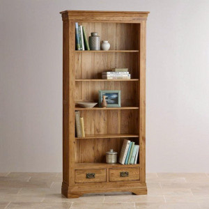 French Oak : Kệ Sách 5 Tầng + 2 Hộc Kéo - 90 x 180cm